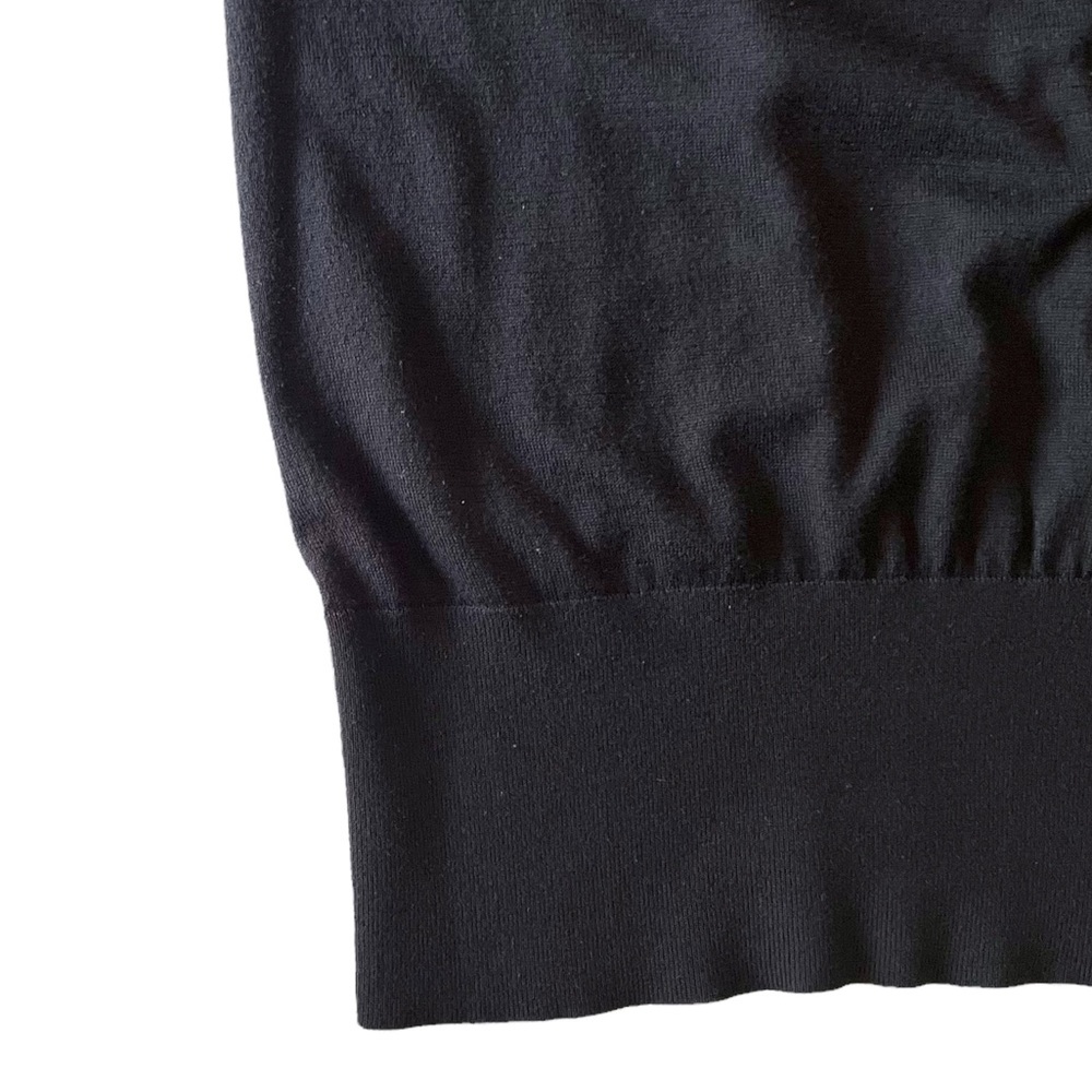 Ted Baker Black Cotton Knit V Neck Ribbon Dress | 3 (M) - Picture 8 of 10